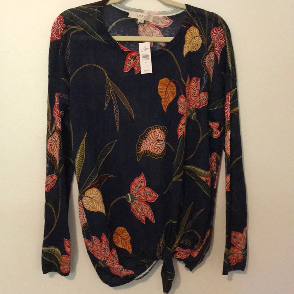 NWT Loft long sleeved sweater with knotted bottom